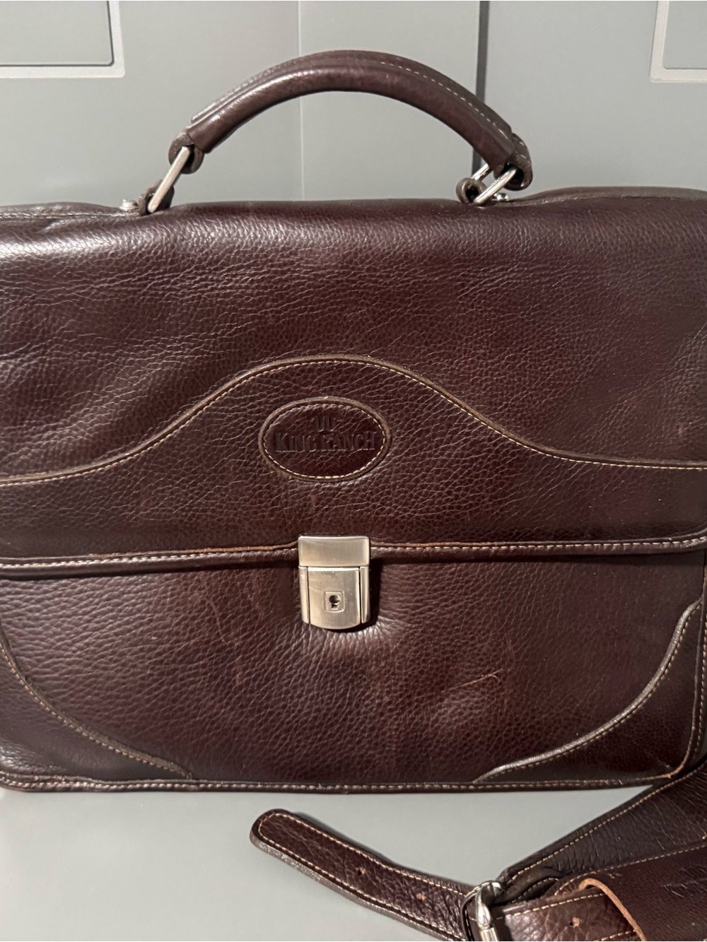 King Ranch Brown Leather Briefcase - Men's Professional Bag